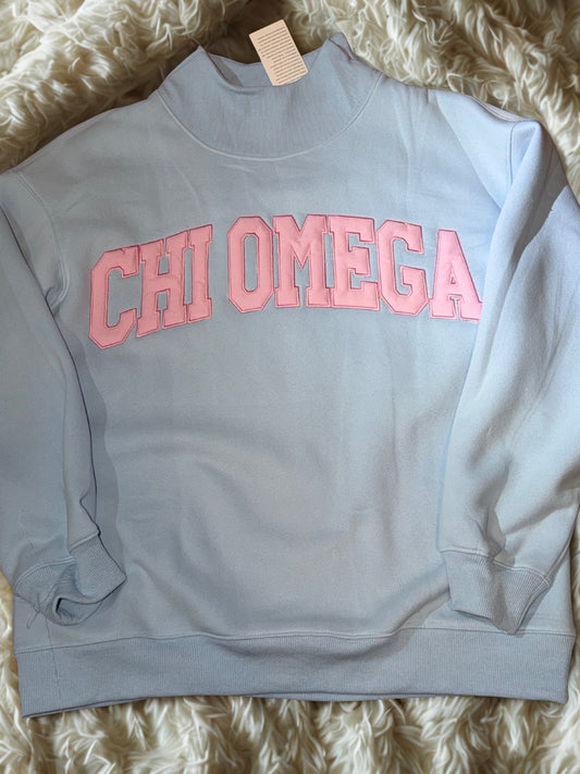 Mock Neck Appliqued Sweatshirt