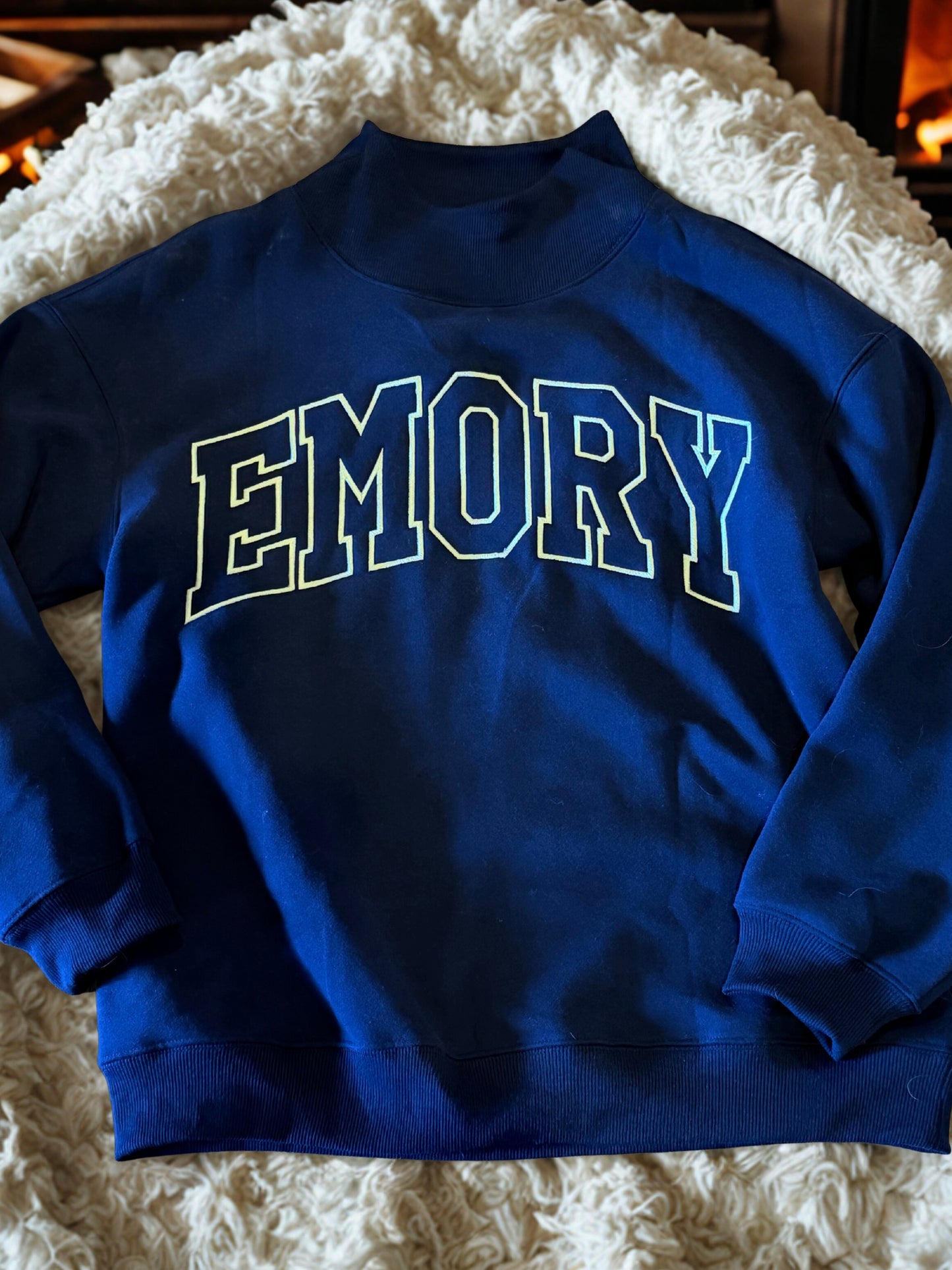 Mock Neck Appliqued Sweatshirt