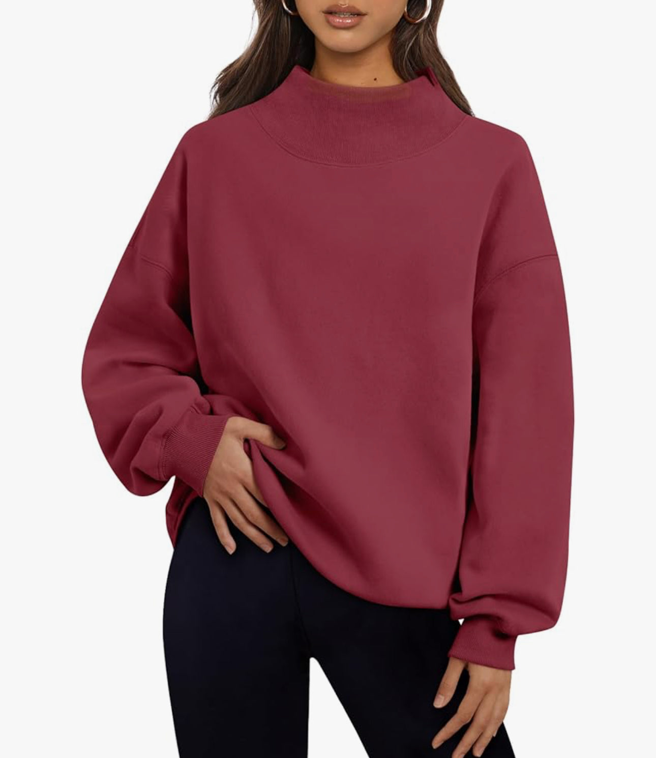 Mock Neck Appliqued Sweatshirt