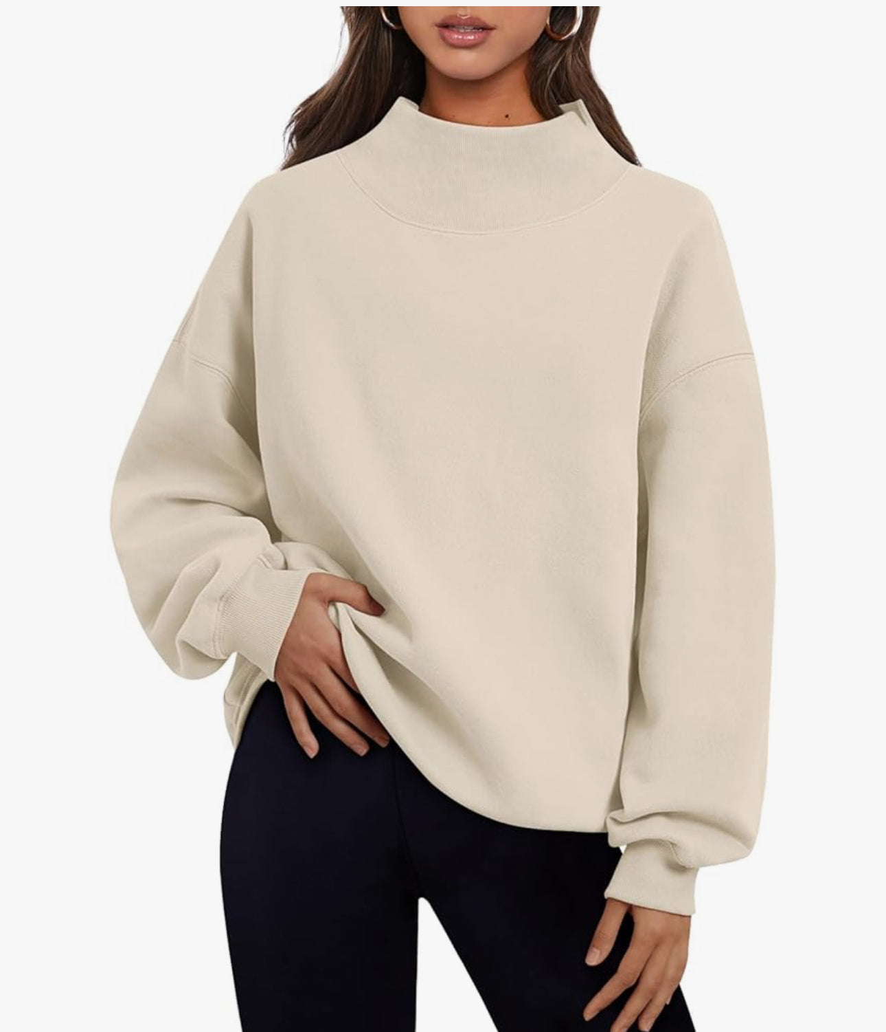 Mock Neck Appliqued Sweatshirt
