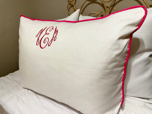 White Dutch Euro with piping (sham only)